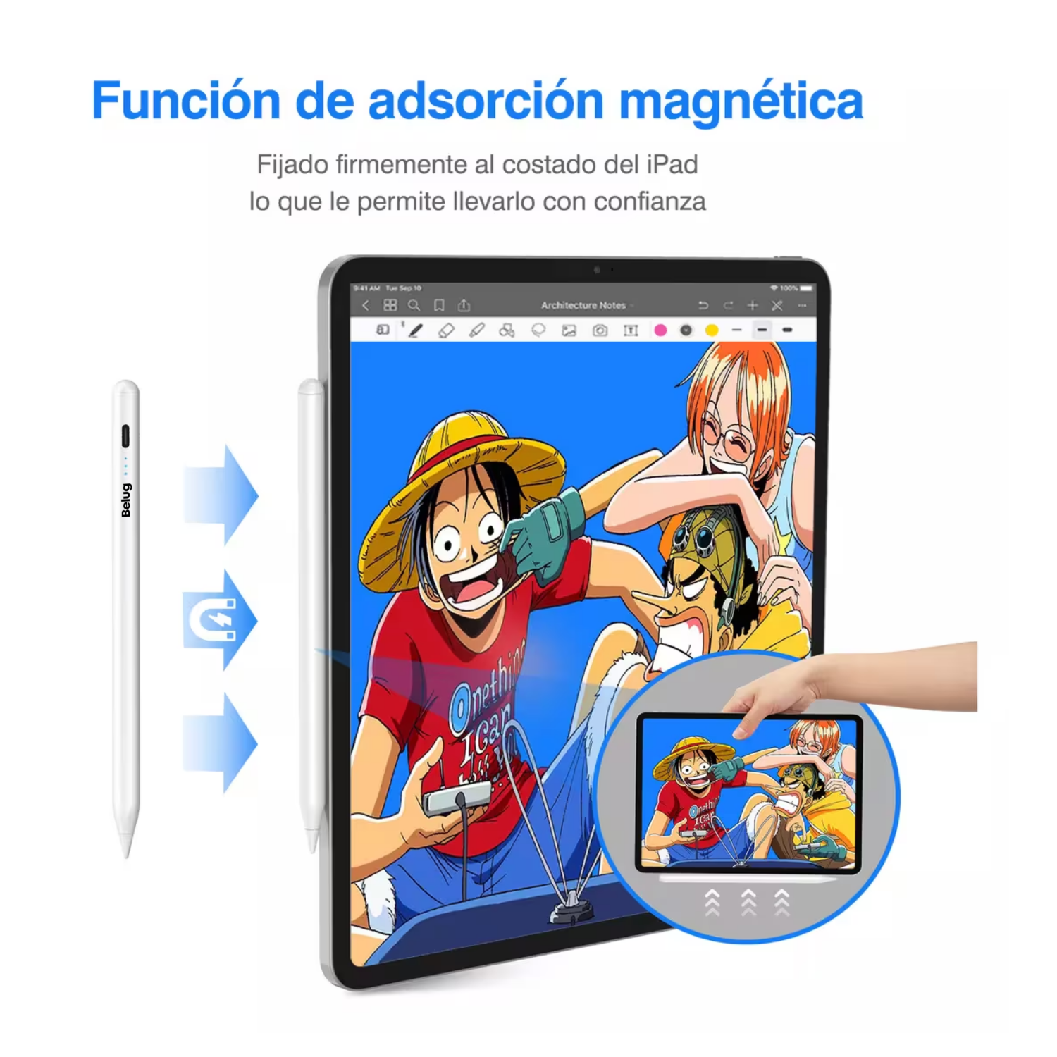 Foto 5 pulgar | Lápiz Ipad Lápiz Óptico Belug Carga Rápida Con Magnética, Blanco