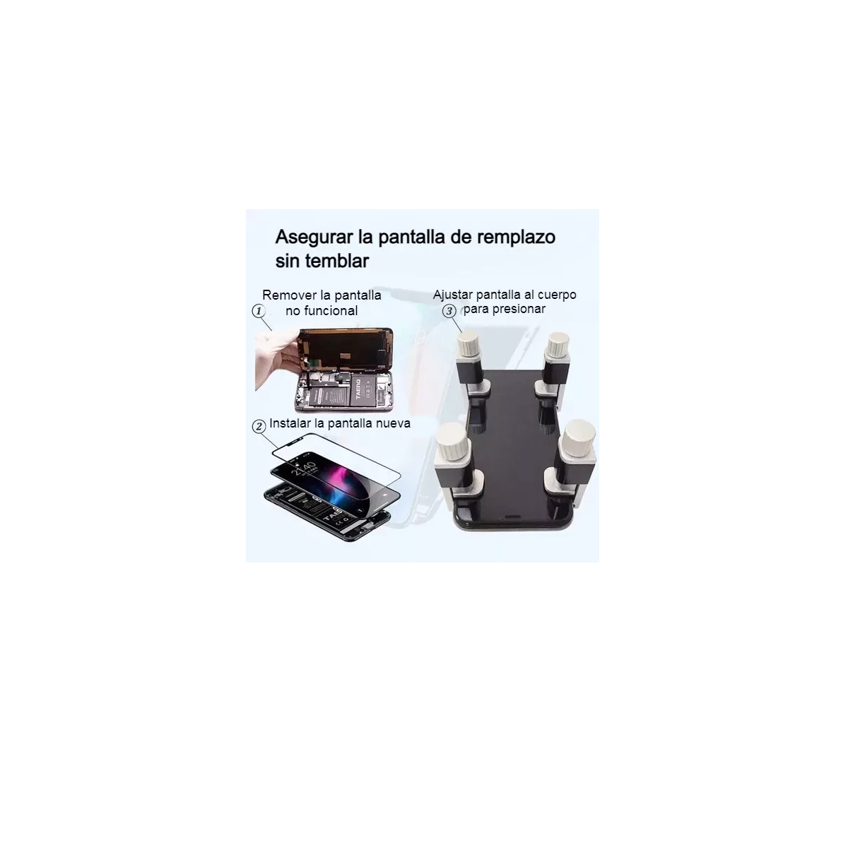 Foto 3 pulgar | Kit 4 Pinzas Metal Pantalla Celular Clip Sujetadora Prensa Touch Eo Safe Imports Esi-3794 color Negro