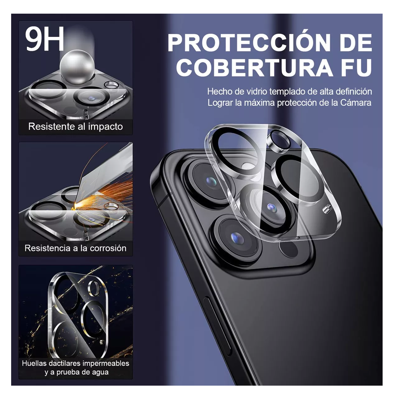 Foto 6 pulgar | Protector Camara Para Iphone 15pro Max Lente Mica 3 Pzs, Transparente