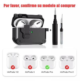 Foto 3 | Fundas Protectora Para Airpods 1 2 3/pro 2 Case + Limpiador, Negro