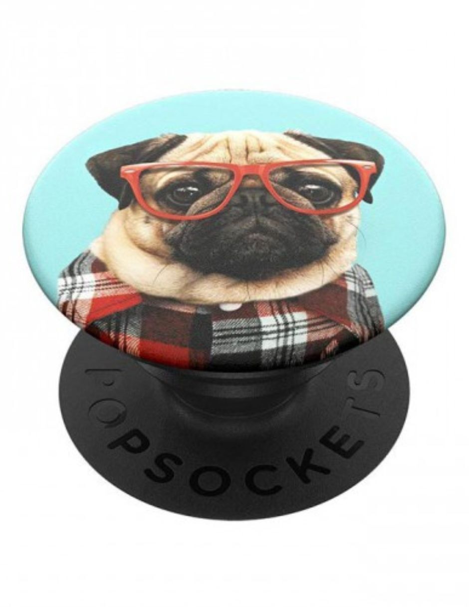 Foto 3 pulgar | PopSockets Studious Pug Azul