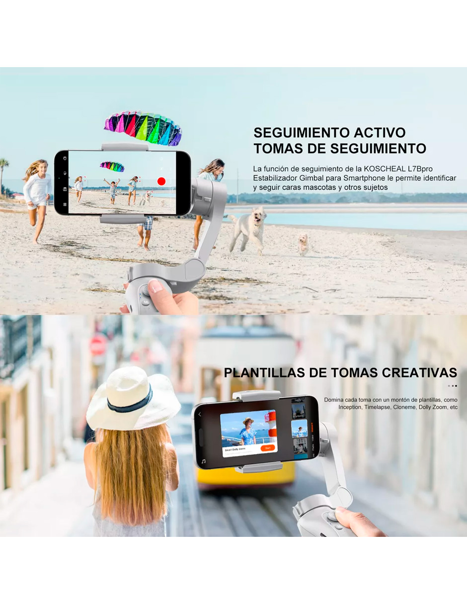 Foto 8 pulgar | Estabilizador Gimbal Petukita Box Para Celular Camara 3 Ejes L7b Gris