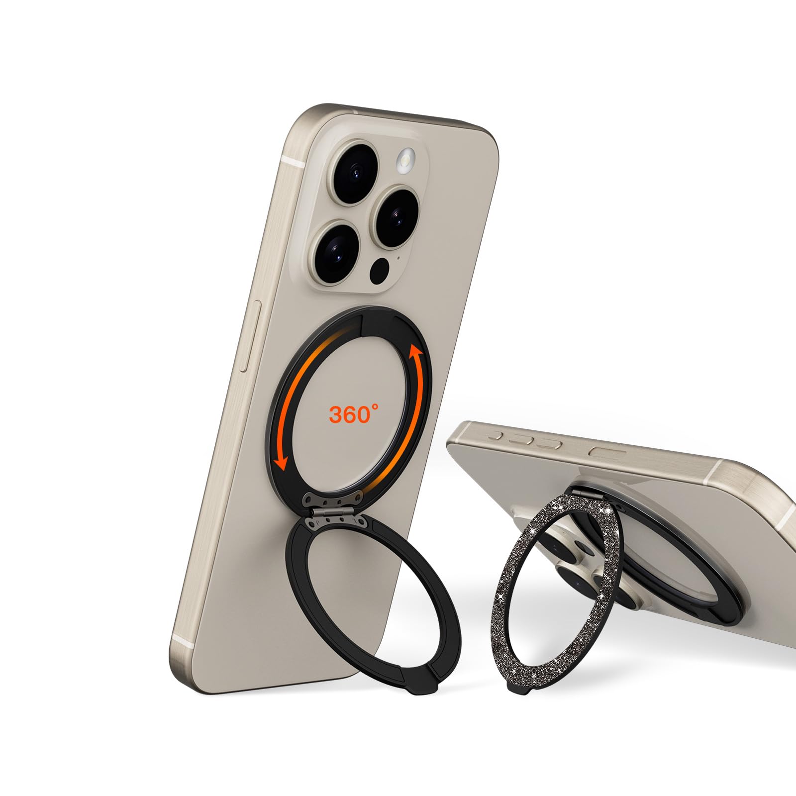 Soporte para Teléfono Coolqo 360 Spin Cell Grip Ring Magnético Negro - Venta Internacional