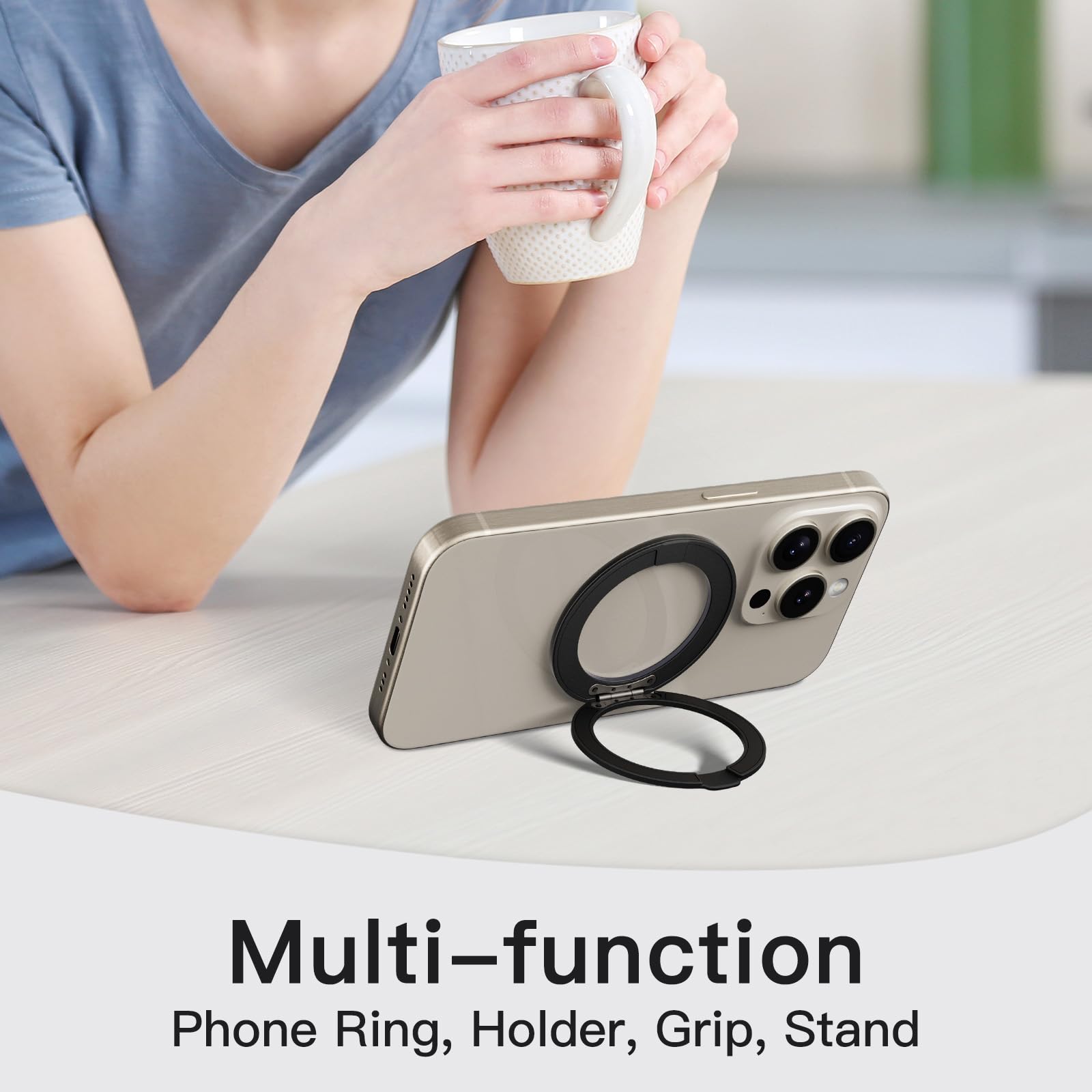 Foto 8 pulgar | Soporte para Teléfono Coolqo 360 Spin Cell Grip Ring Magnético Negro - Venta Internacional