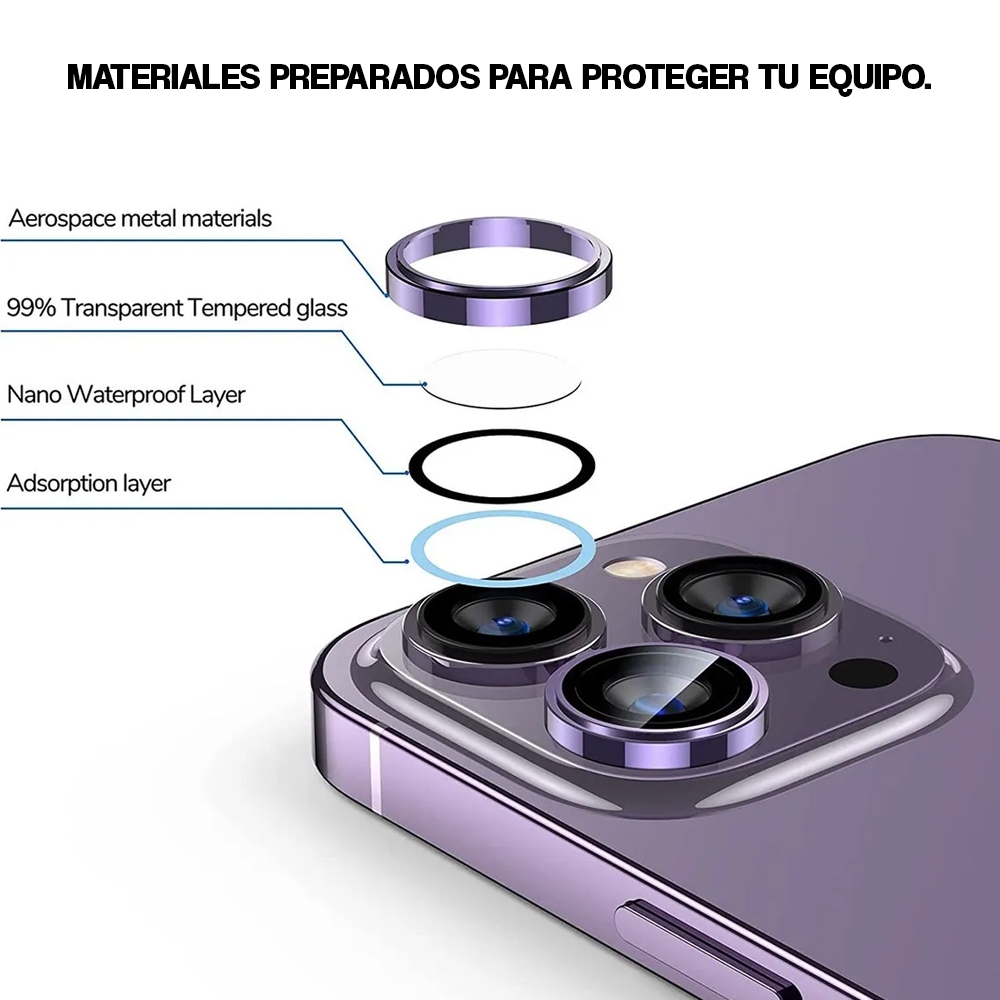 Foto 4 pulgar | Película Protectora De Cámara De Aluminio Para Iphone 14 Pro/14 Pro M - Venta Internacional.