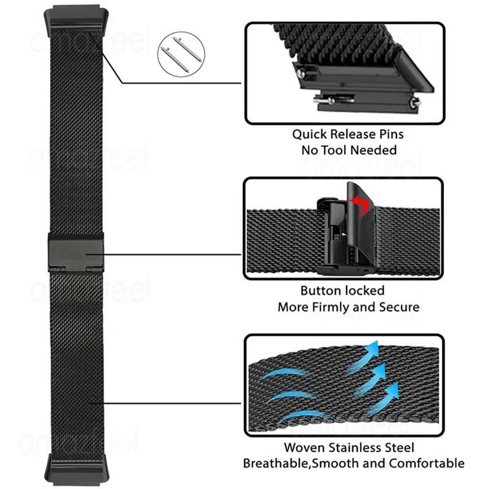 Foto 6 pulgar | Correa Metálica Intercambiable para Huawei Band 7 Negra - Venta Internacional