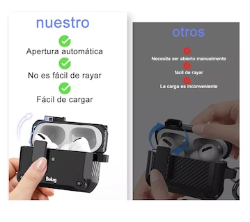 Foto 2 | Fundas Protectora Para Airpods 1 2 3/pro 2 Case + Limpiador, Belug Negro