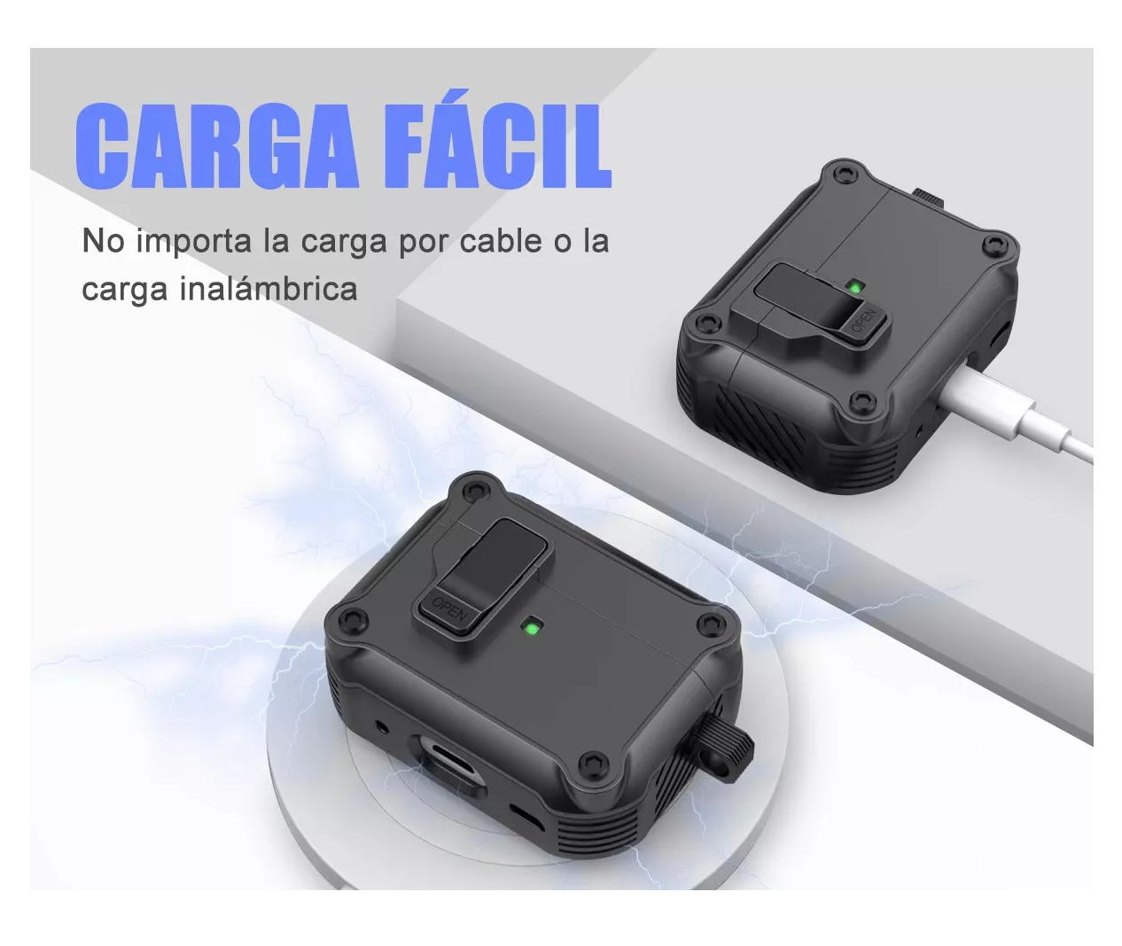 Foto 5 pulgar | Fundas Protectora Para Airpods 1 2 3/pro 2 Case + Limpiador, Belug Negro