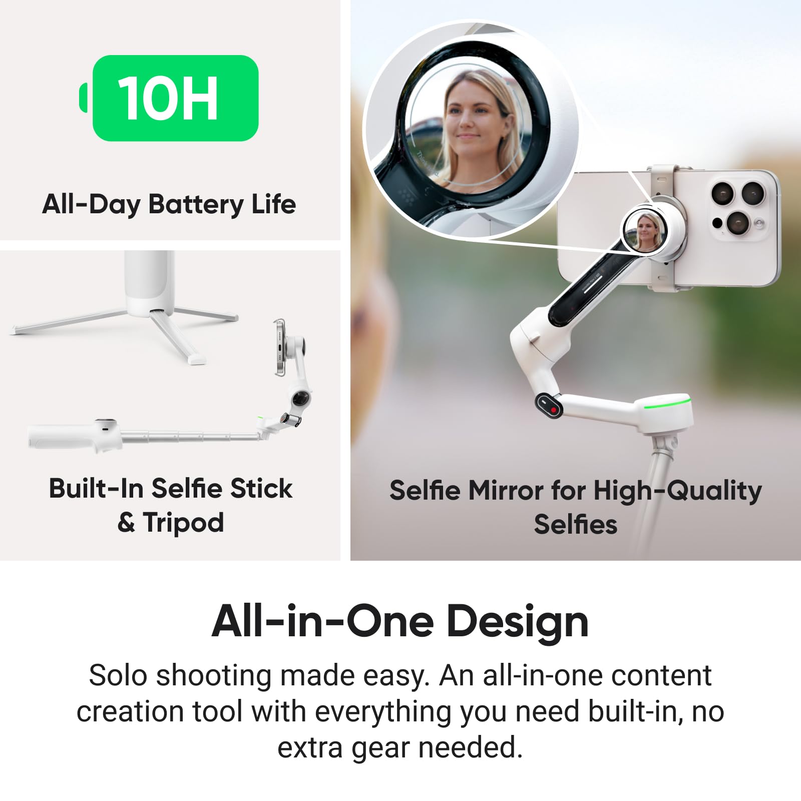 Foto 5 pulgar | Gimbal Para Teléfono Insta360 Flow 2 Pro White Con Aplicaciones Ios Ai Track - Venta Internacional.