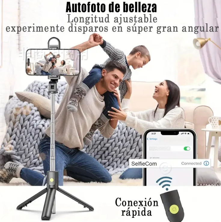 Foto 3 pulgar | Selfie Stick Con Luz Xtellar