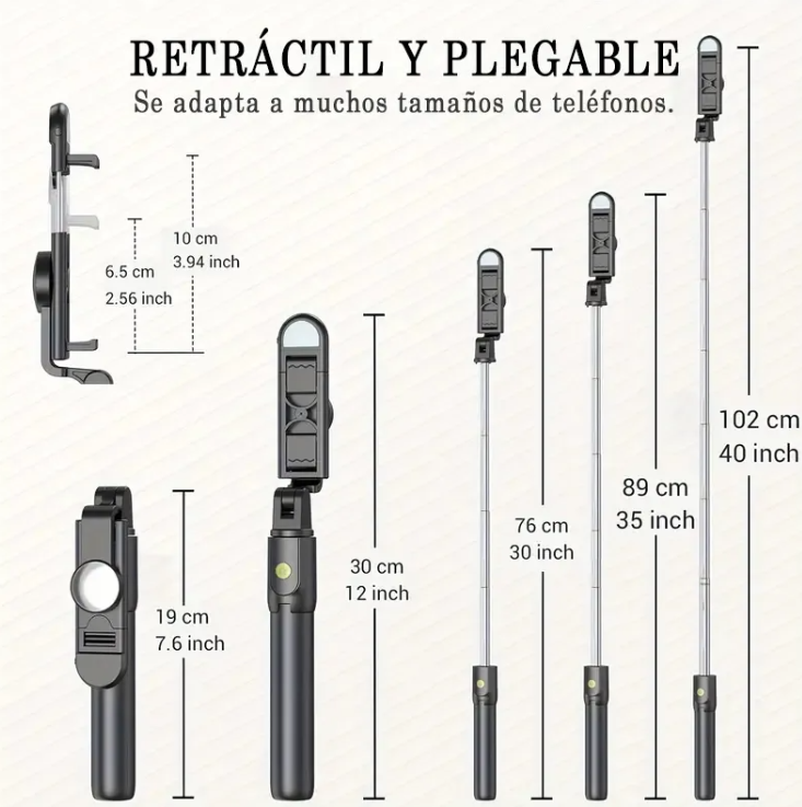Foto 9 pulgar | Selfie Stick Con Luz Xtellar