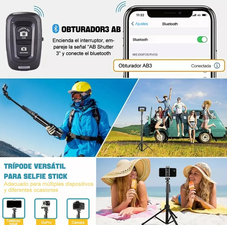 Foto 5 pulgar | Trípode Selfie Stick Xtellar Bluetooth