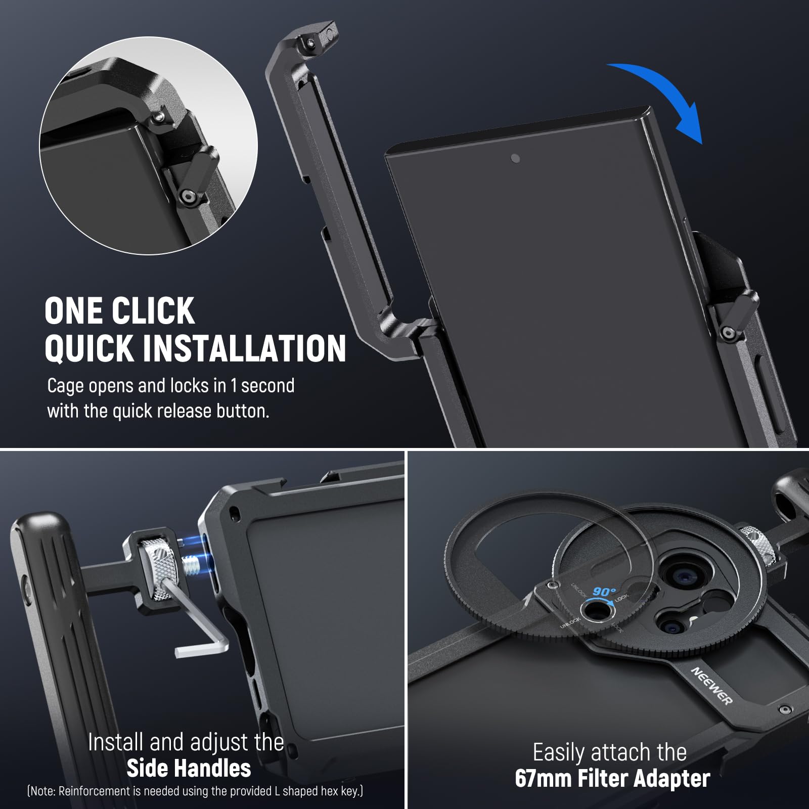 Foto 4 pulgar | Soporte De Vídeo Para Teléfono Neewer S23 Ultra Con Doble Asa Lateral - Venta Internacional.