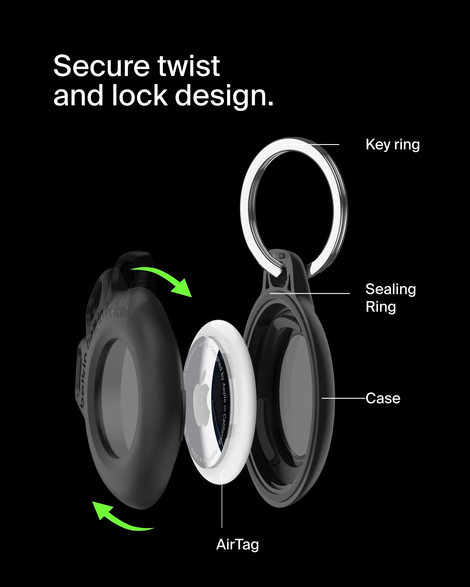 Foto 3 | Funda Belkin Negro 2 Piezas para Apple AirTag - Venta Internacional