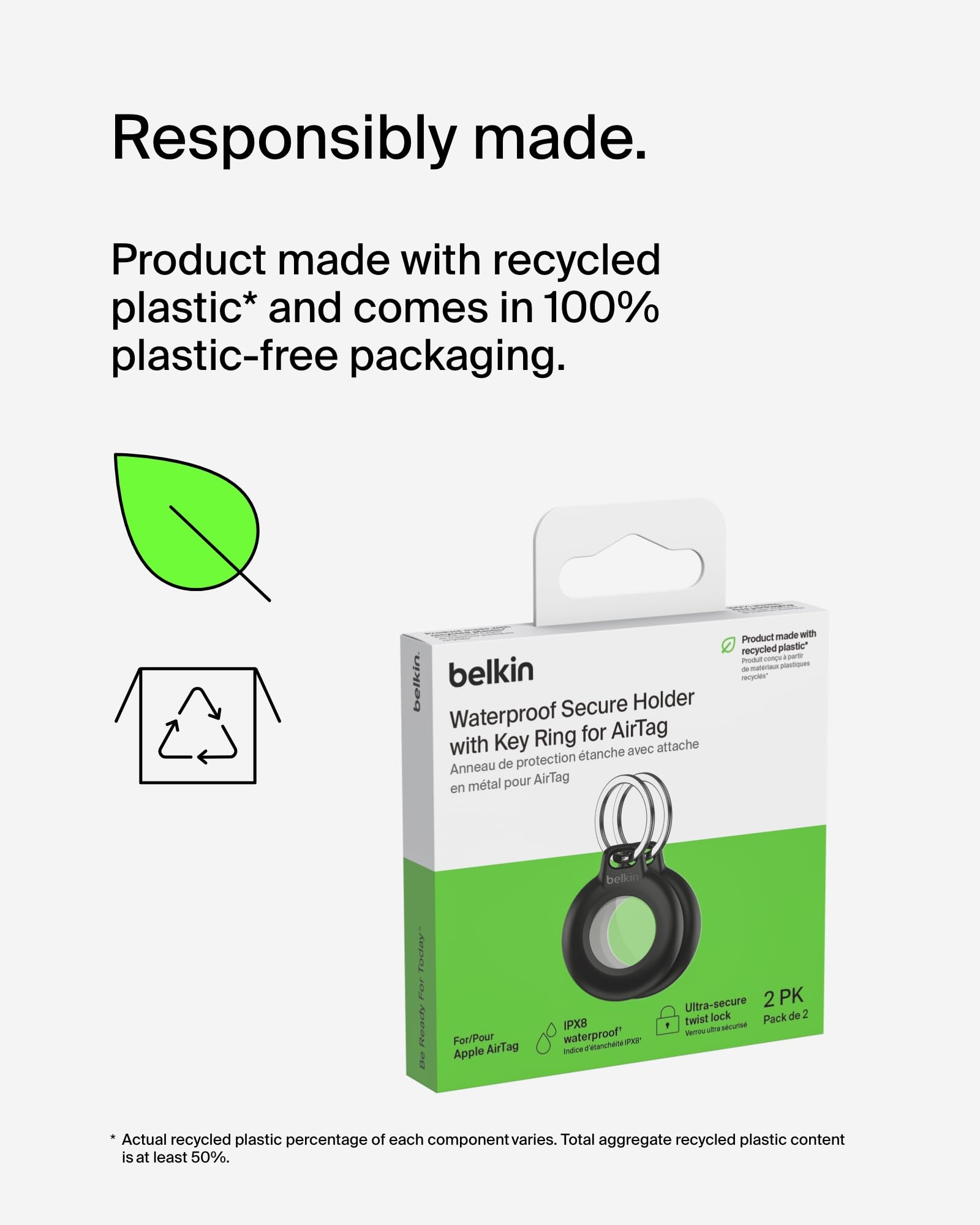 Foto 6 | Funda Belkin Negro 2 Piezas para Apple AirTag - Venta Internacional