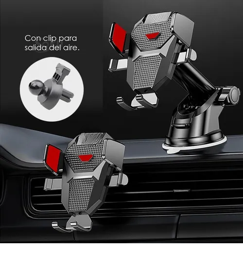 Foto 4 pulgar | Soporte Xtellar Brazo Firme Universal Porta Celular Auto 2 En 1 Color Negro-rojo