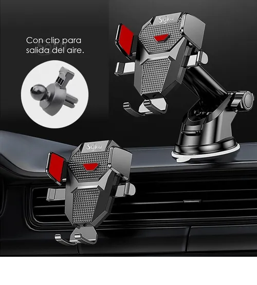 Foto 6 pulgar | Soporte Xtellar Brazo Firme Universal Porta Celular Auto 2 En 1 Color Negro-rojo