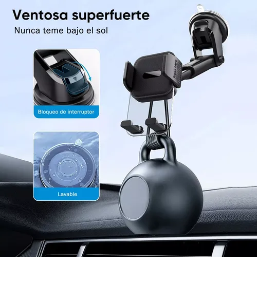 Foto 4 pulgar | Soporte Xtellar De Celular Para Auto Con Ganchos Dobles Más Estables Negro