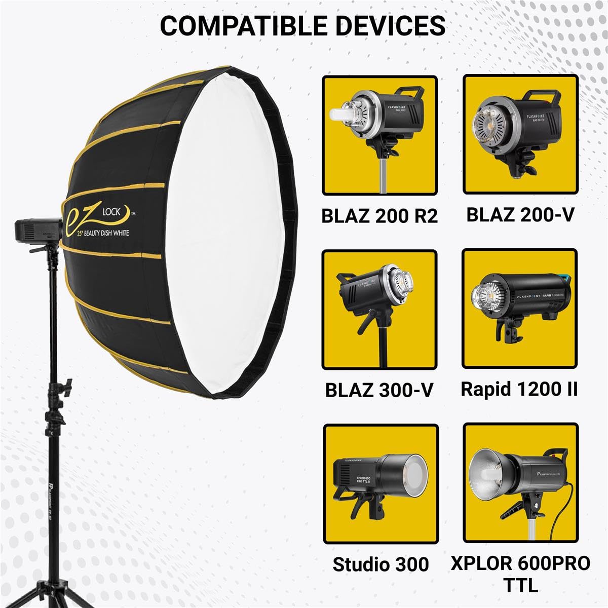 Foto 5 pulgar | Beauty Dish Glow Ez Lock 25, Blanco Con Montura Bowens Speedring - Venta Internacional.