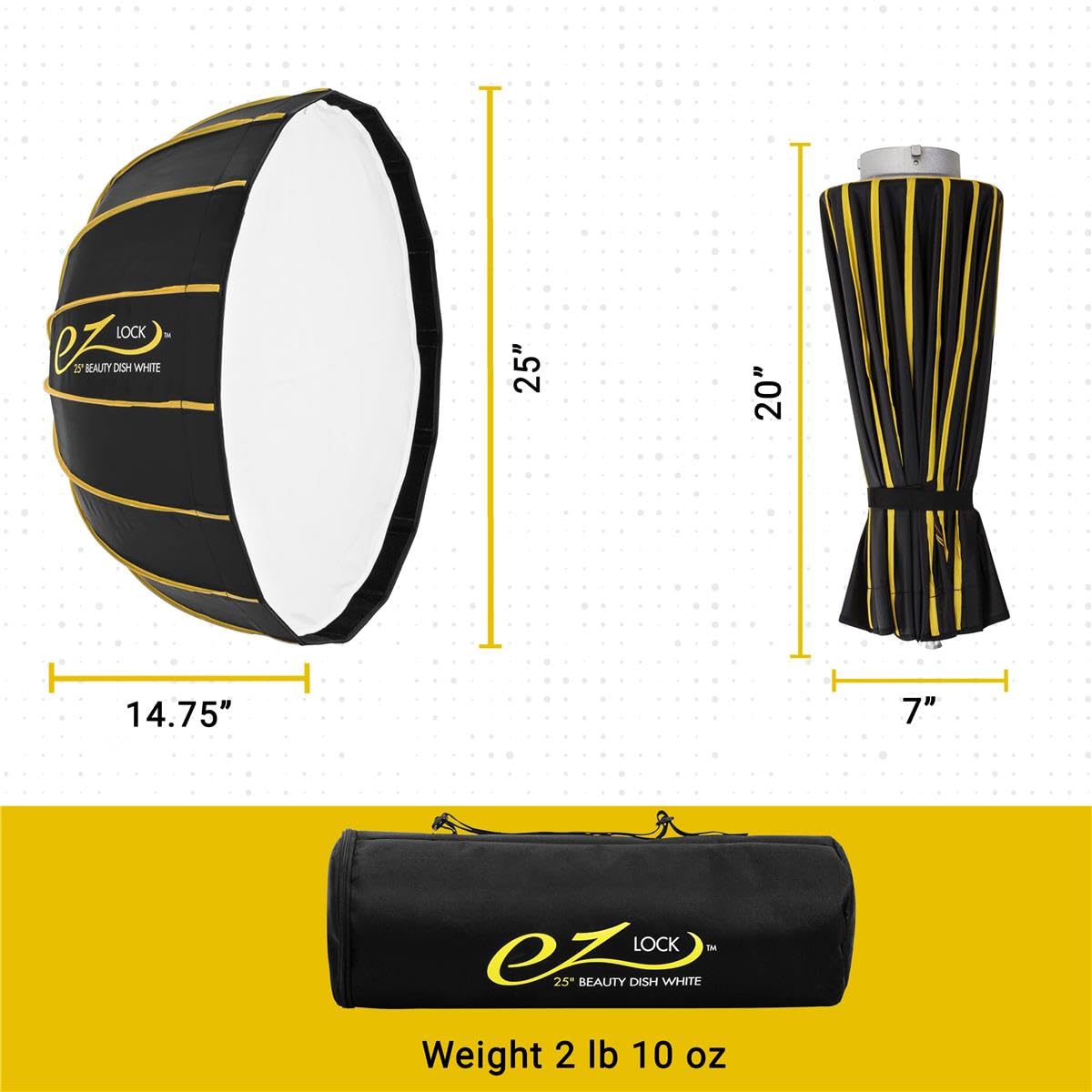 Foto 7 pulgar | Beauty Dish Glow Ez Lock 25, Blanco Con Montura Bowens Speedring - Venta Internacional.