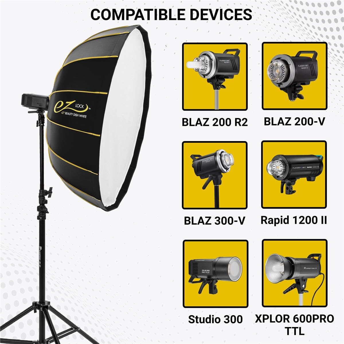 Foto 4 | Beauty Dish Glow Ez Lock 42, Plegable, Blanco, Con Soporte Bowens - Venta Internacional.