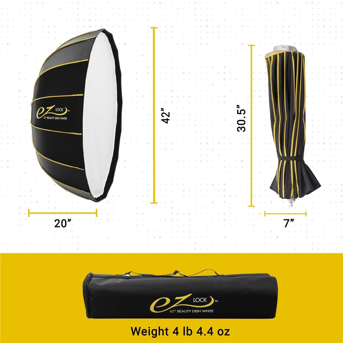Foto 7 pulgar | Beauty Dish Glow Ez Lock 42, Plegable, Blanco, Con Soporte Bowens - Venta Internacional.