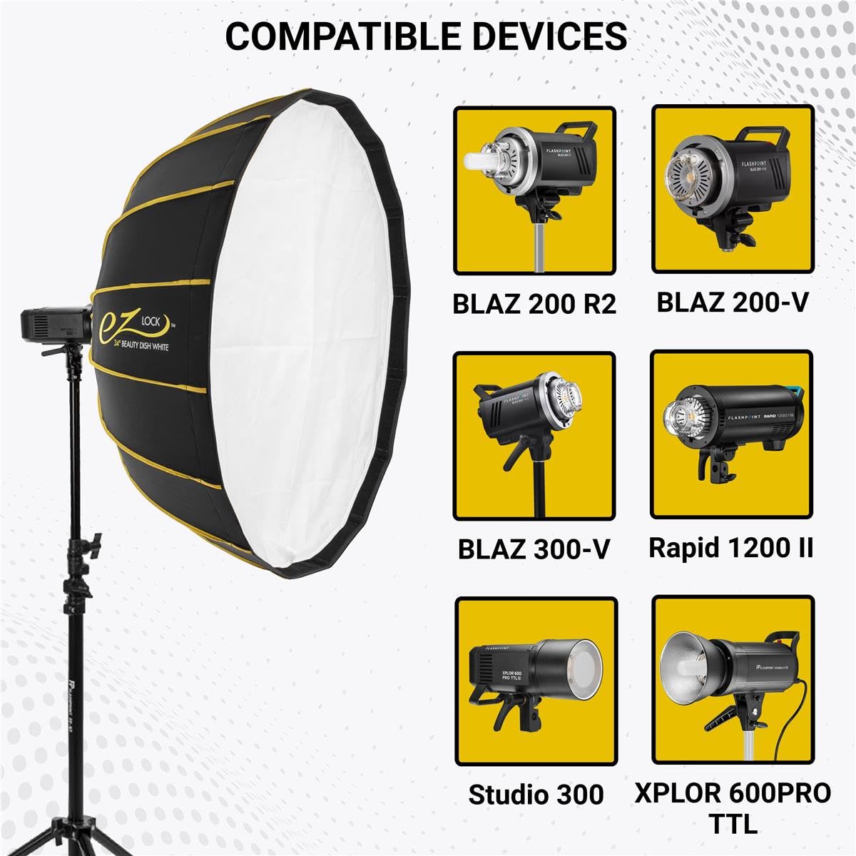Foto 5 pulgar | Beauty Dish Glow Ez Lock 34 Blanco Con Montura Bowens Speedring - Venta Internacional.