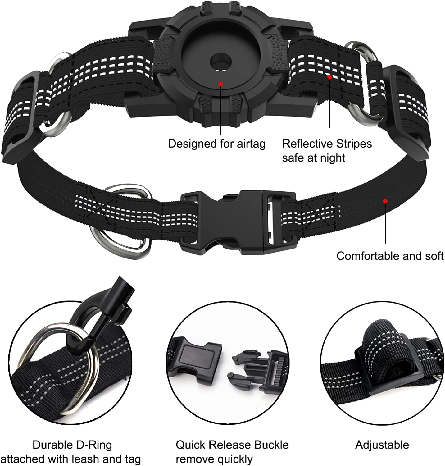 Foto 2 pulgar | Collar De Perro Huoguo Airtag Holder Para Apple Air Tag Reflective - Venta Internacional.