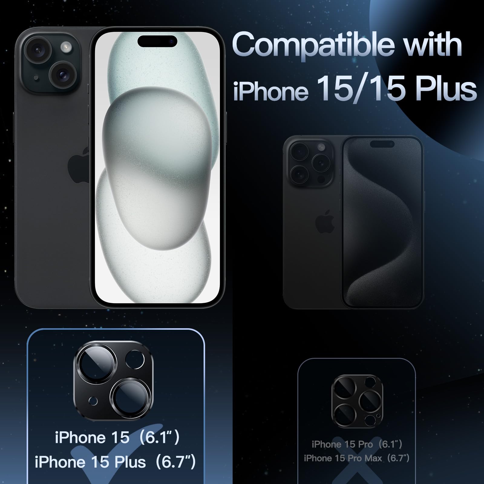 Foto 2 | Protector De Lente De Cámara Jetech Para Iphone 15, 6.1 Pulgadas/6.7 Pulgadas, Paquete De 1 - Venta Internacional.
