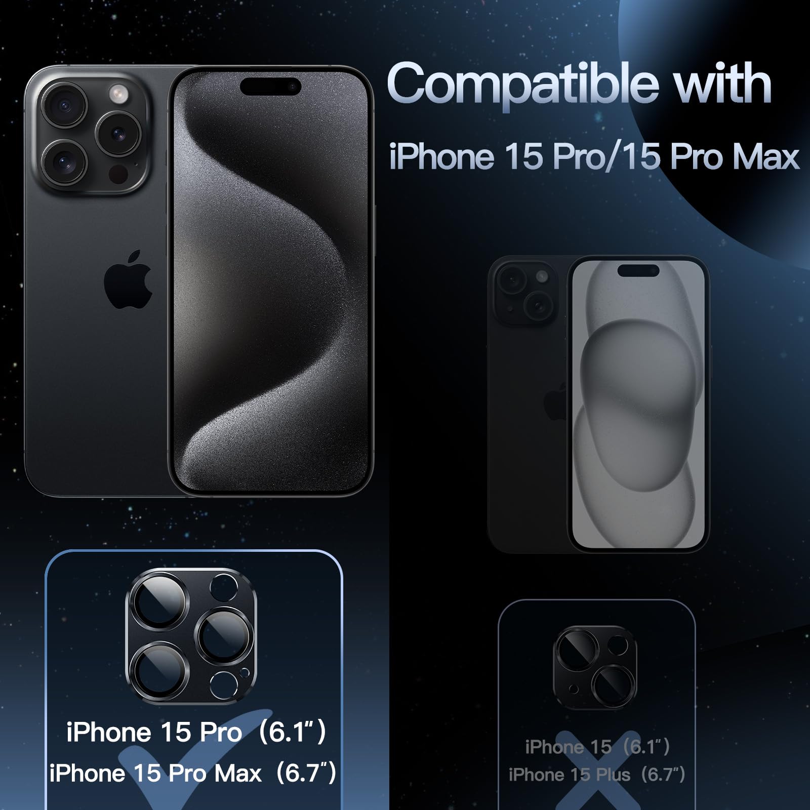Foto 3 pulgar | Protector De Lente De Cámara Jetech Para Iphone 15 Pro De 6,1/6,7 Pulgadas - Venta Internacional.