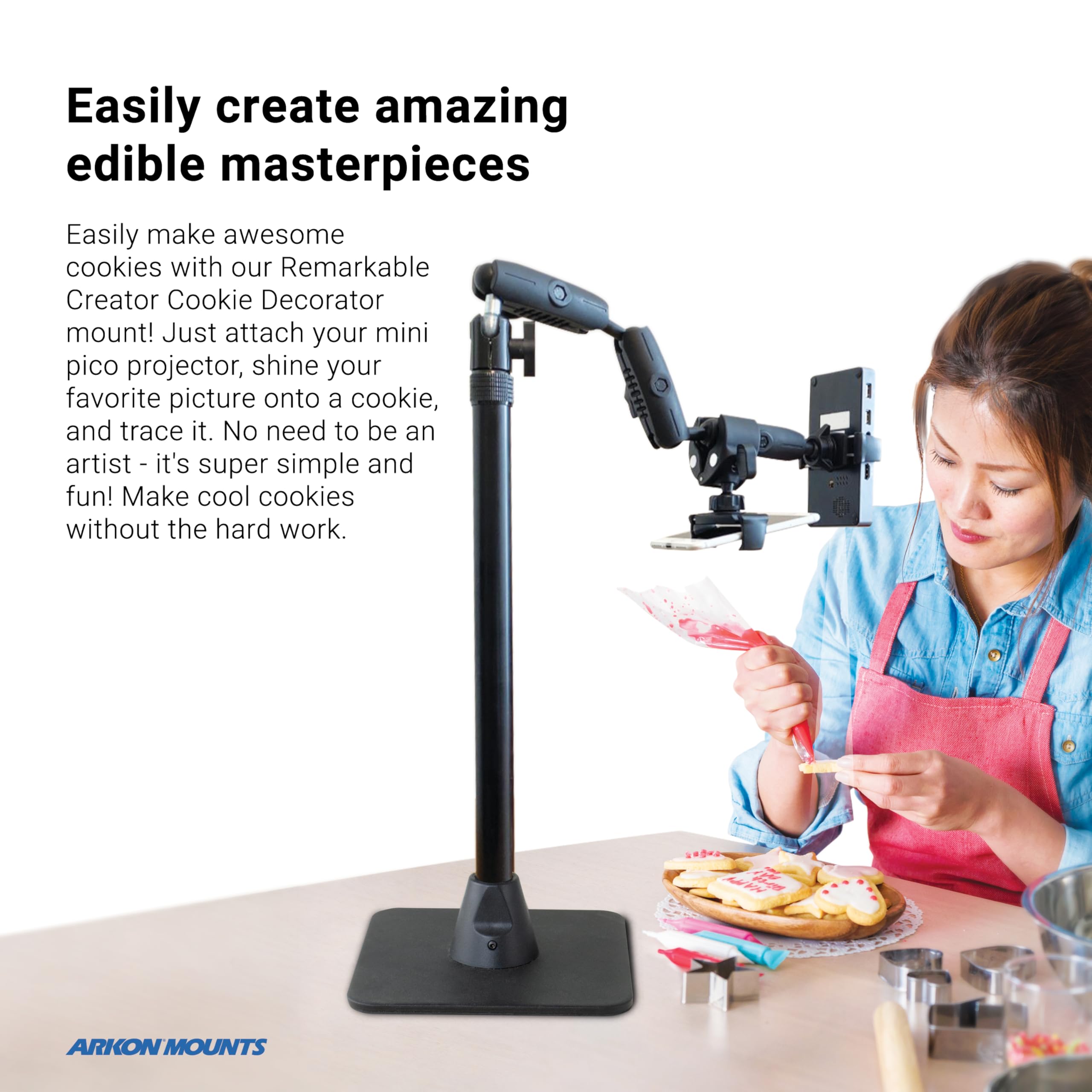 Foto 3 pulgar | Decorador De Galletas Mount Arkon Remarkable Creator Con Soporte Para Teléfono - Venta Internacional.