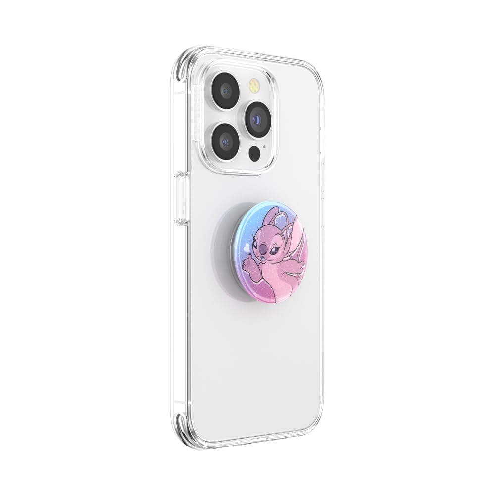 Foto 3 pulgar | Phone Grip Popsockets Disney Stitch Con Purpurina Y Besos De Ángel - Venta Internacional.