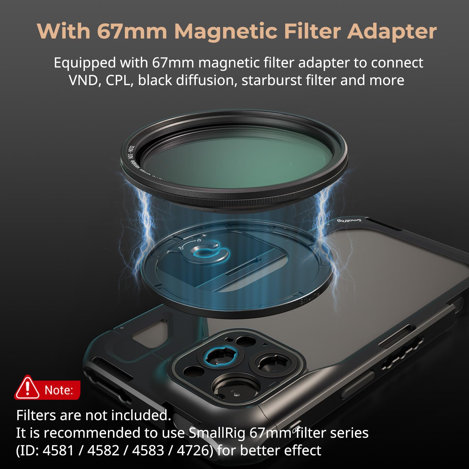 Foto 5 pulgar | Funda De Teléfono Smallrig Para Iphone 15 Pro Max Con Adaptador De Filtro De 67 Mm - Venta Internacional.