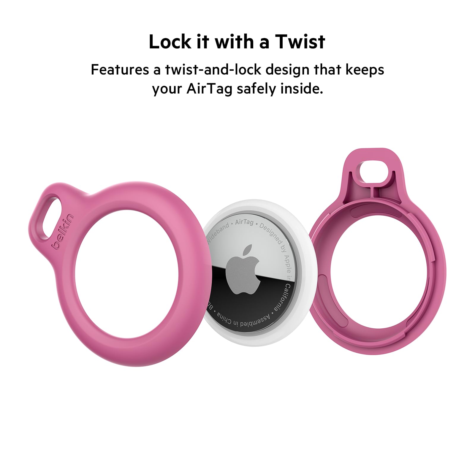 Foto 2 | Soporte Seguro Airtag Belkin Con Llavero Negro/rosa (paquete De 4) - Venta Internacional.