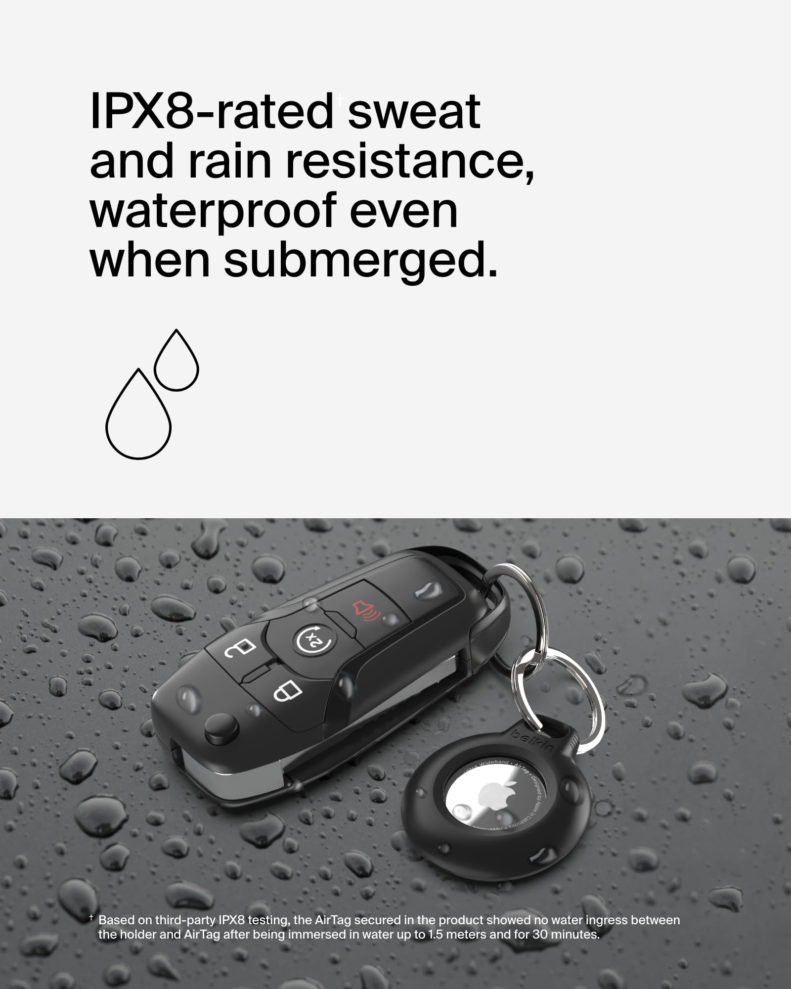 Foto 3 pulgar | Soporte Seguro Impermeable Para Airtag Con Llavero Belkin, Negro - Venta Internacional.