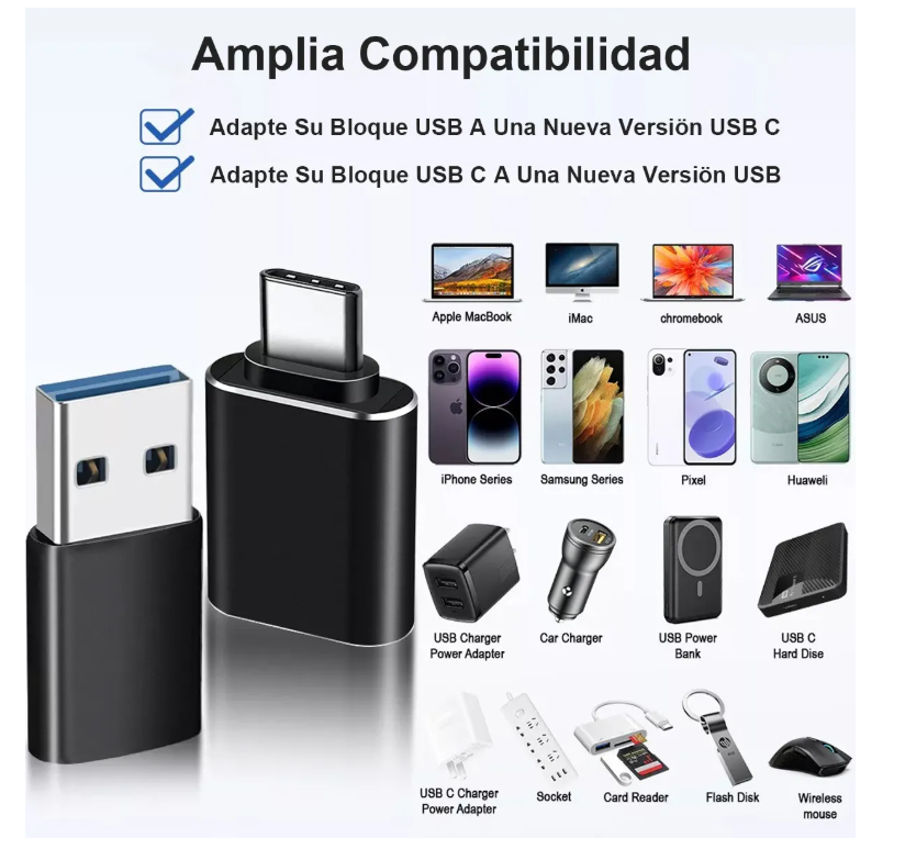 Foto 3 pulgar | Daptador Xtellar  Otg Usb Tipo C A Usb 3.0 5gbps 6 Piezas Color Negro