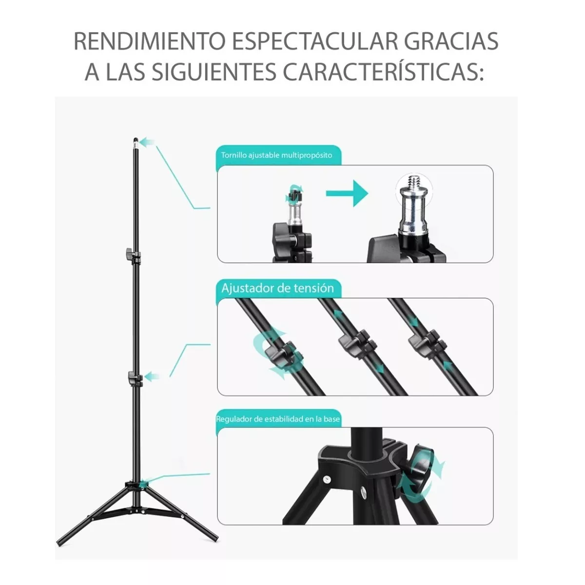 Foto 4 | Tripié Metálico para Celular de 3 Niveles Eo Safe Imports Esi-6112 color Negro