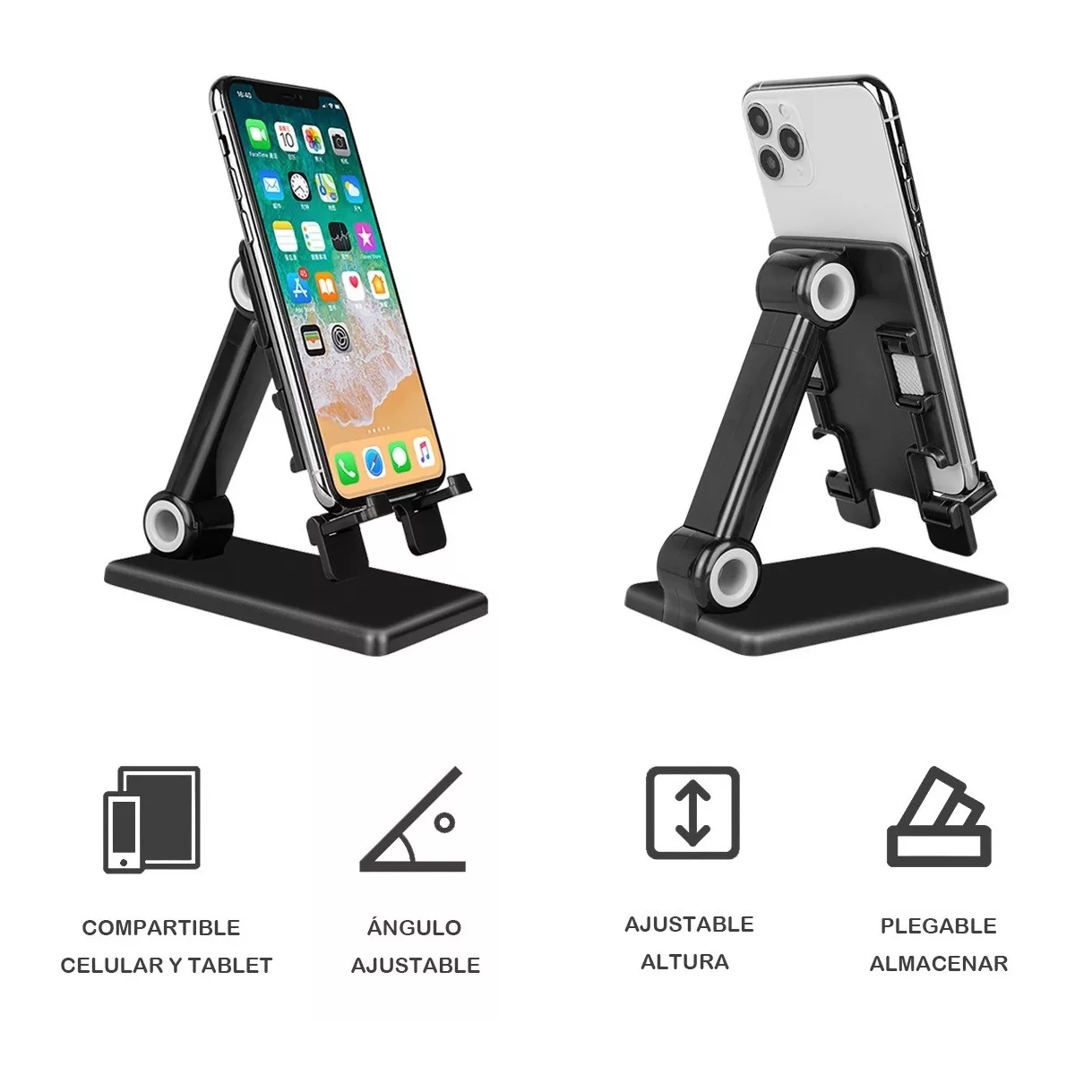 Foto 3 pulgar | Soporte De Escritorio Para Celular Plegable Y Ajustable Eo Safe Imports Esi-10267 Negro