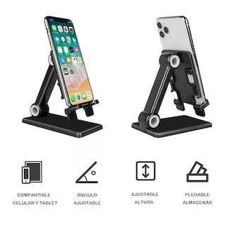 Foto 2 | Soporte De Escritorio Para Celular Plegable Y Ajustable Eo Safe Imports Esi-10267 Negro