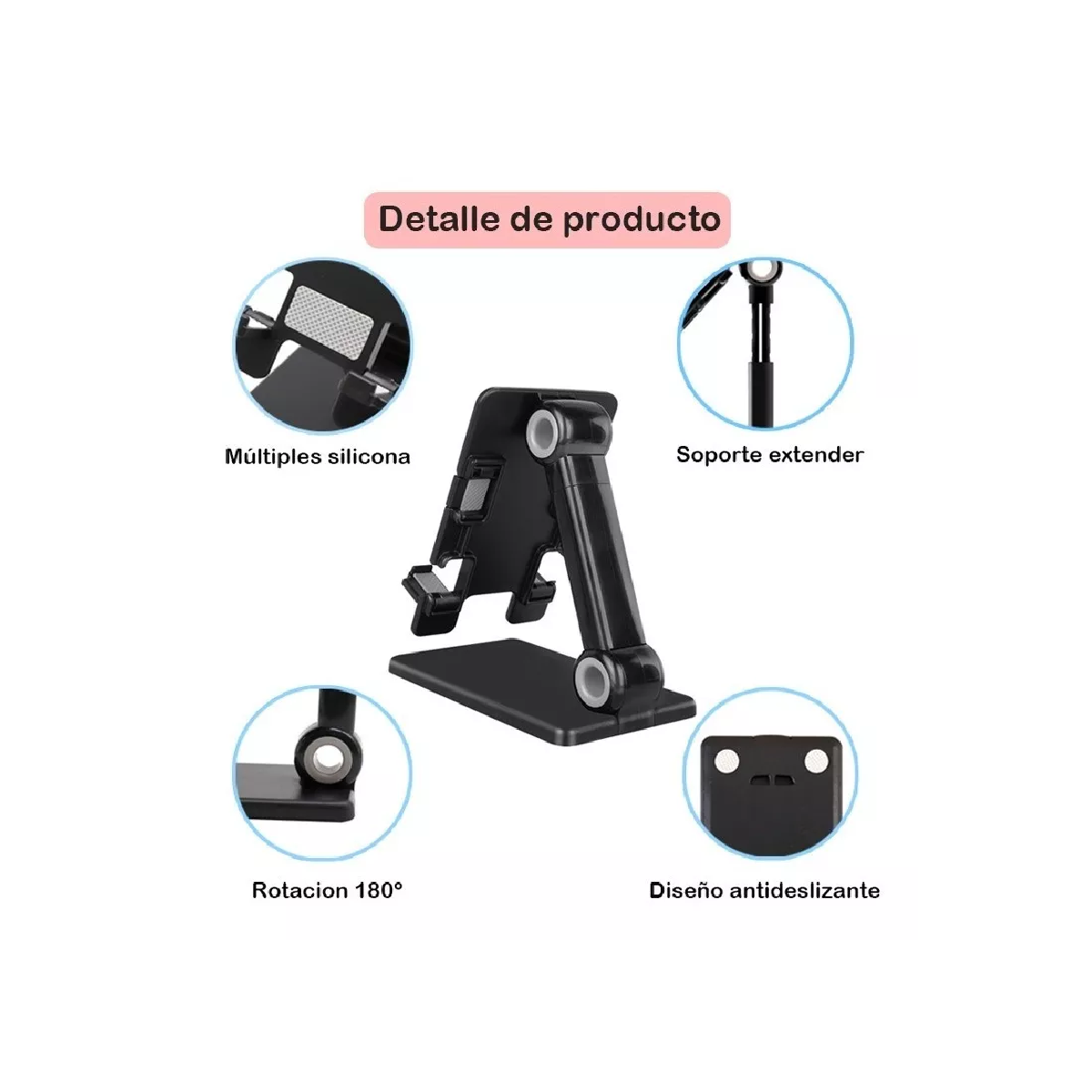 Foto 4 pulgar | Soporte De Escritorio Para Celular Plegable Y Ajustable Eo Safe Imports Esi-10267 Negro