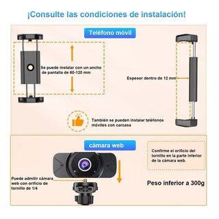 Foto 2 | Soporte Para Teléfono Ajustable, Soporte Para Cámara Web Eo Safe Imports Esi-10269 Negro