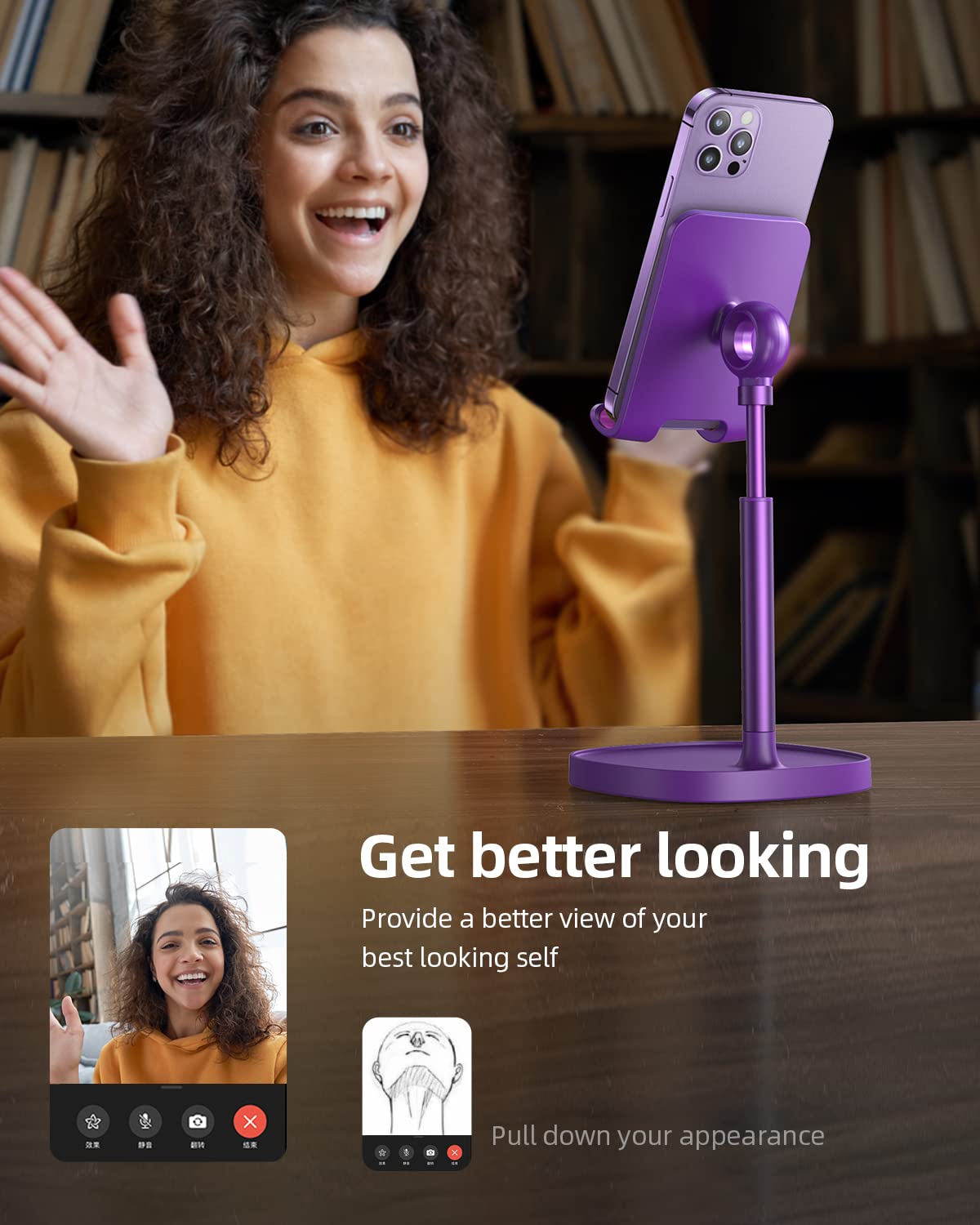 Foto 4 pulgar | Soporte Para Teléfono Celular Lisen Morado Oscuro Para Iphone 14 Y Tableta - Venta Internacional.