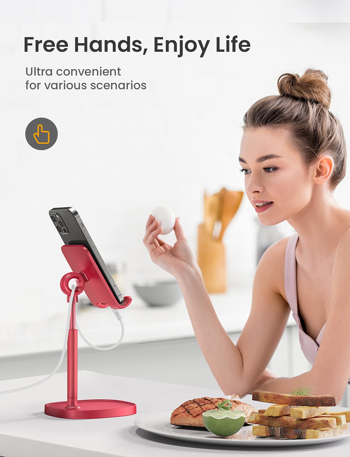 Foto 7 pulgar | Soporte Para Teléfono Celular Lisen En Ángulo Ajustable (rojo) - Venta Internacional.