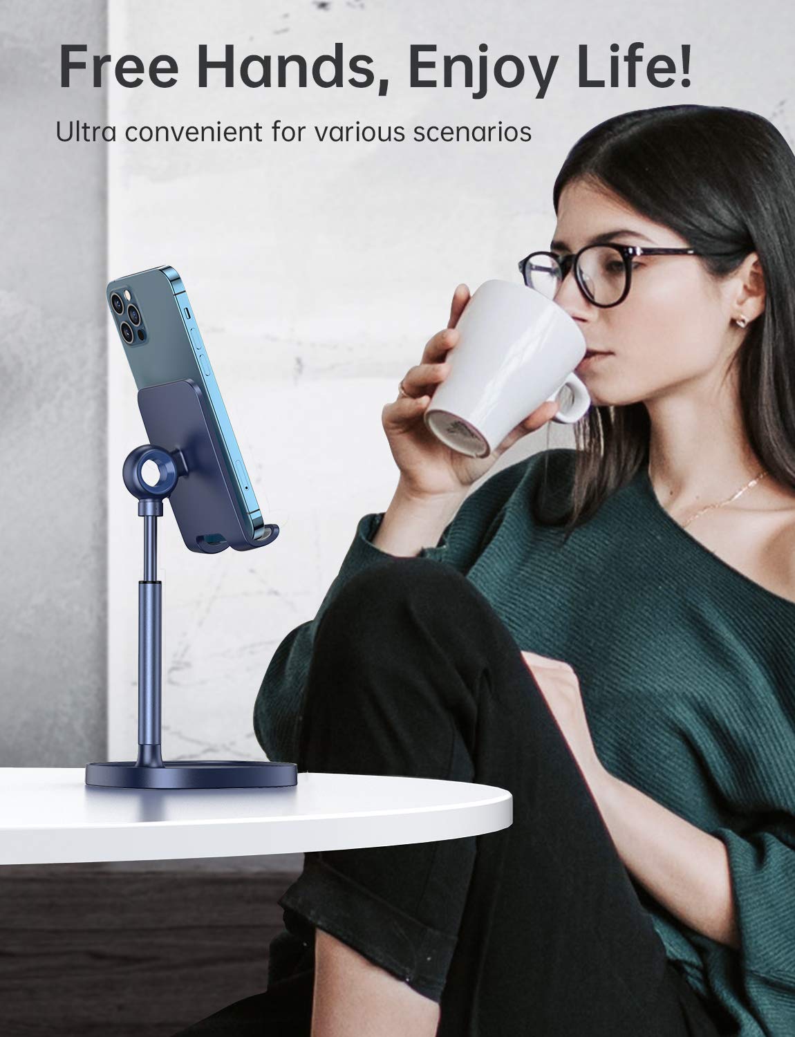 Foto 5 pulgar | Soporte Para Teléfono Móvil Lisen En Ángulo Ajustable En Altura, Azul - Venta Internacional.
