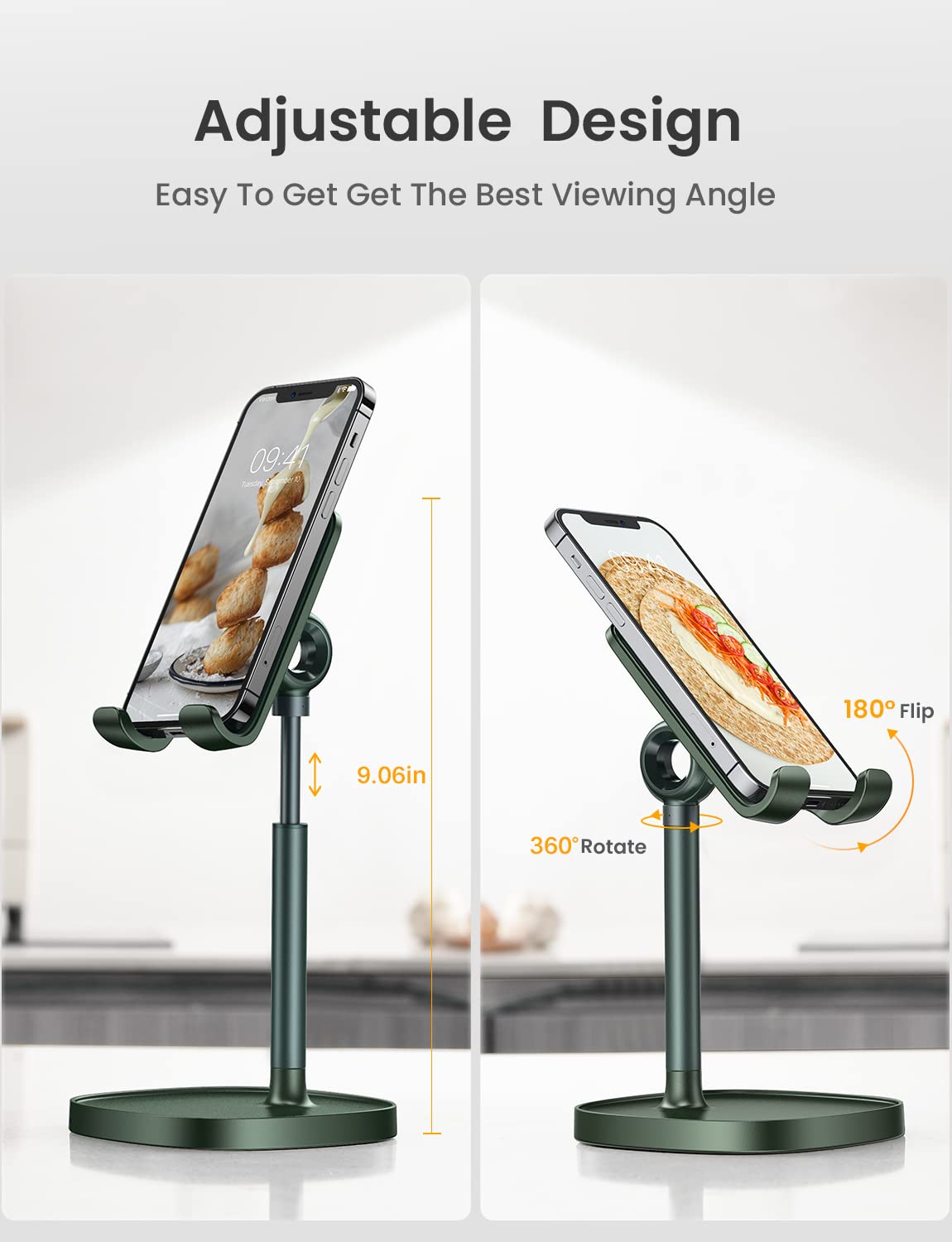 Foto 5 pulgar | Soporte Para Teléfono Móvil Lisen En Ángulo Ajustable En Altura, Color Verde - Venta Internacional.