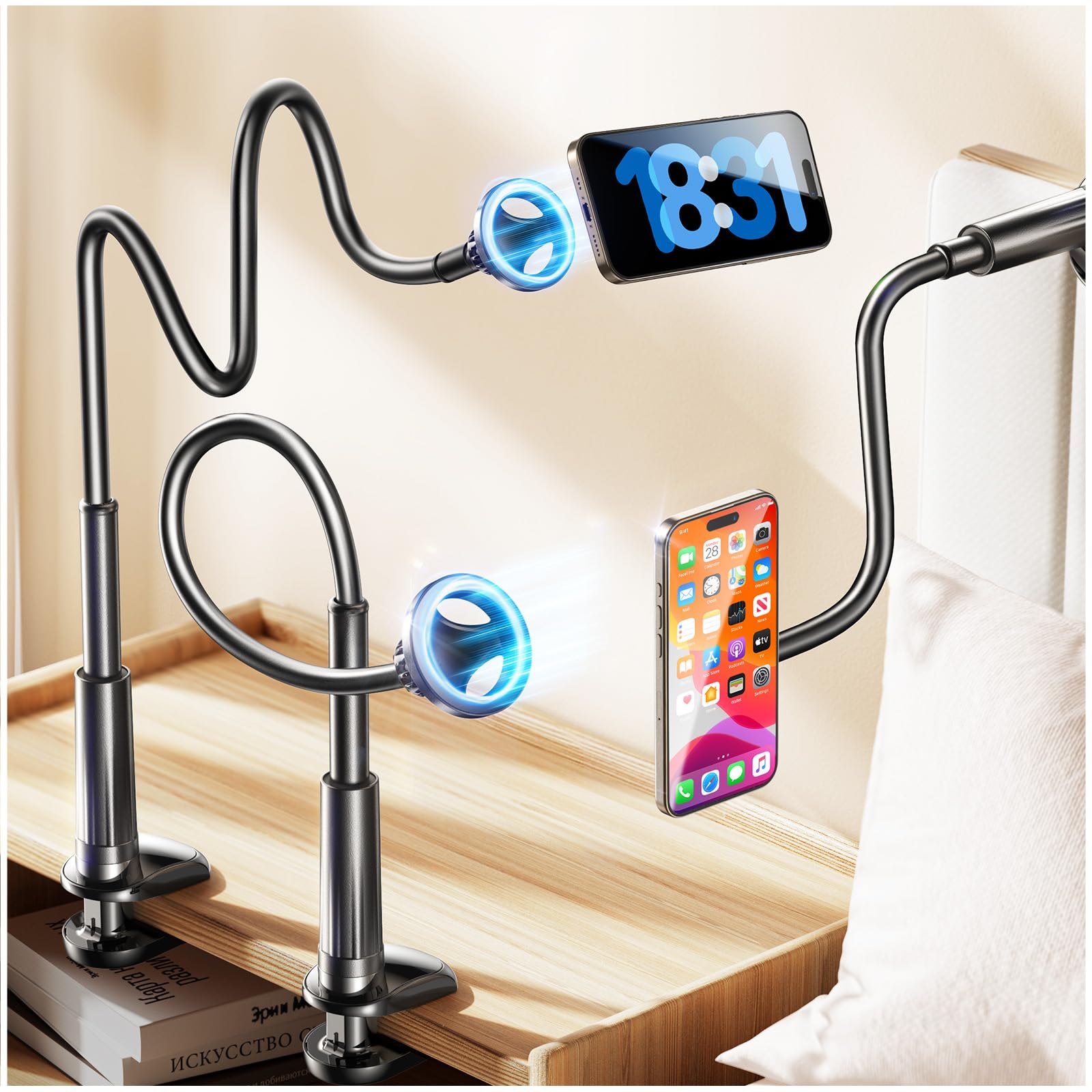 Soporte De Teléfono Con Cuello De Cisne Lisen Para Cama Magsafe Iphone 15 Pro - Venta Internacional.