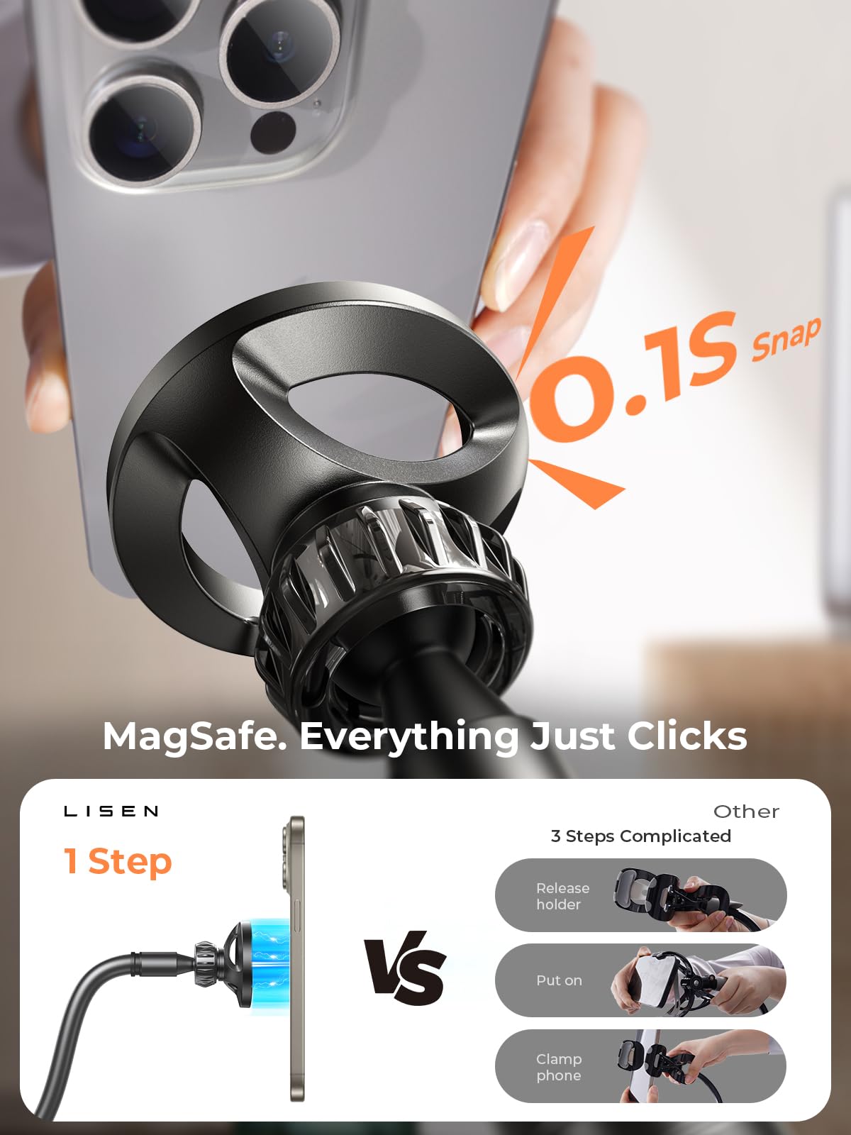 Foto 3 pulgar | Soporte De Teléfono Con Cuello De Cisne Lisen Para Cama Magsafe Iphone 15 Pro - Venta Internacional.