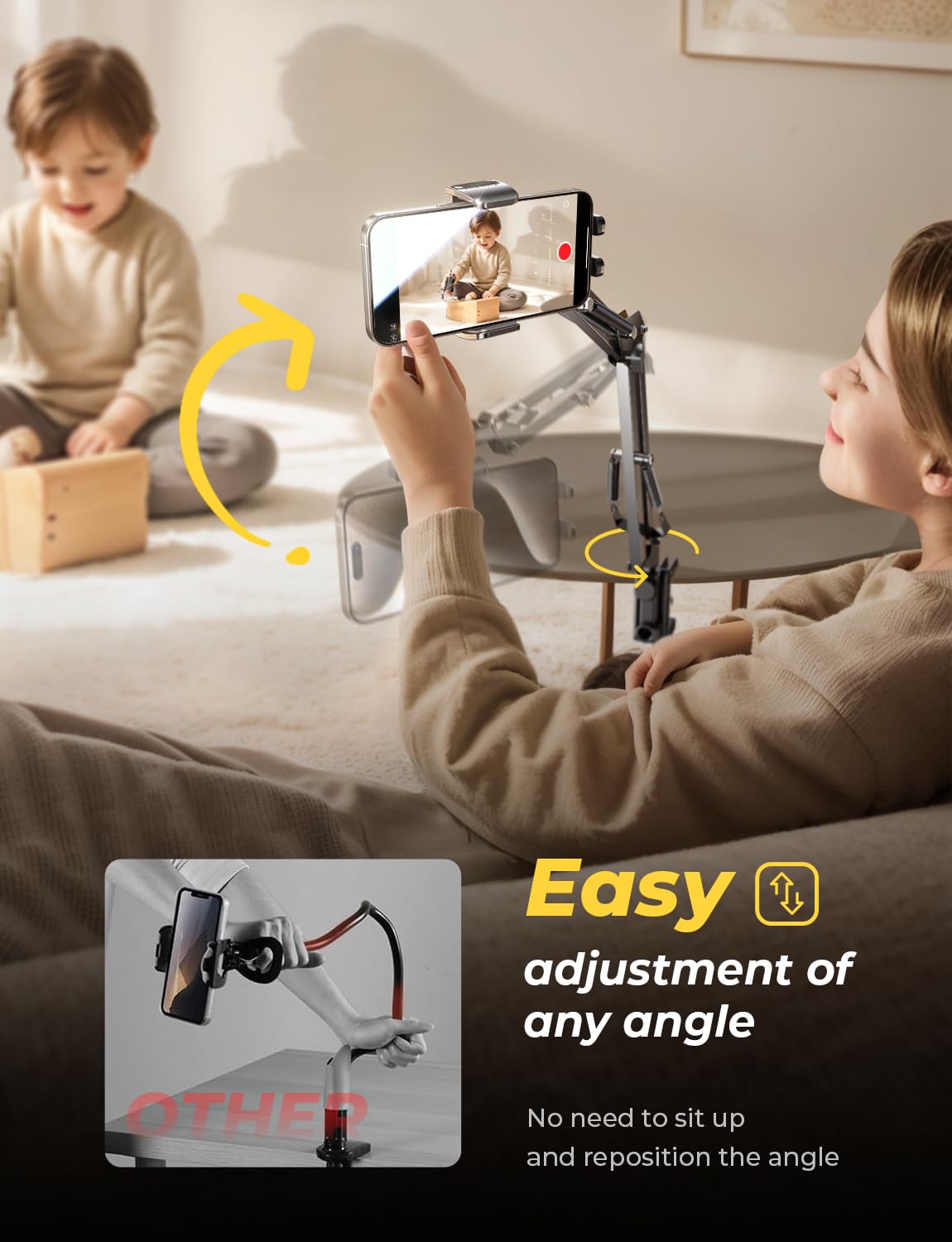 Foto 5 pulgar | Soporte Para Teléfono Lisen, Cuello De Cisne, Para Cama Y Escritorio Iphone 15, Plateado - Venta Internacional.