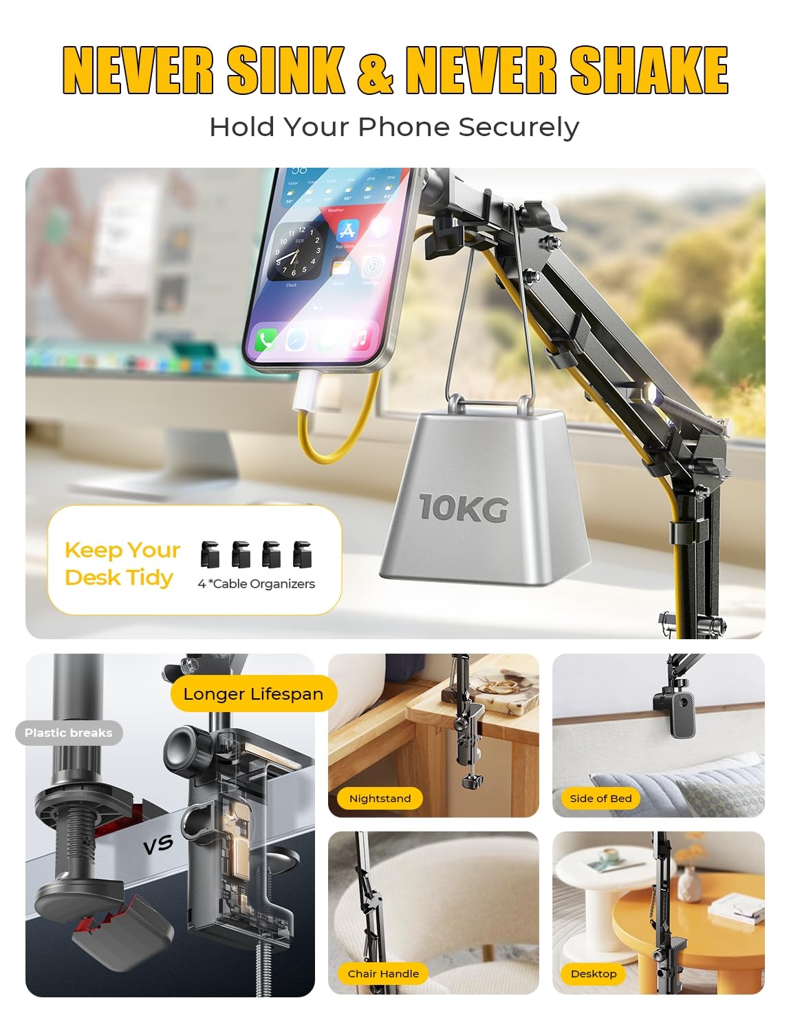 Foto 4 pulgar | Soporte De Teléfono Lisen Gooseneck Para Cama Y Escritorio Iphone 15 Pro Max - Venta Internacional.