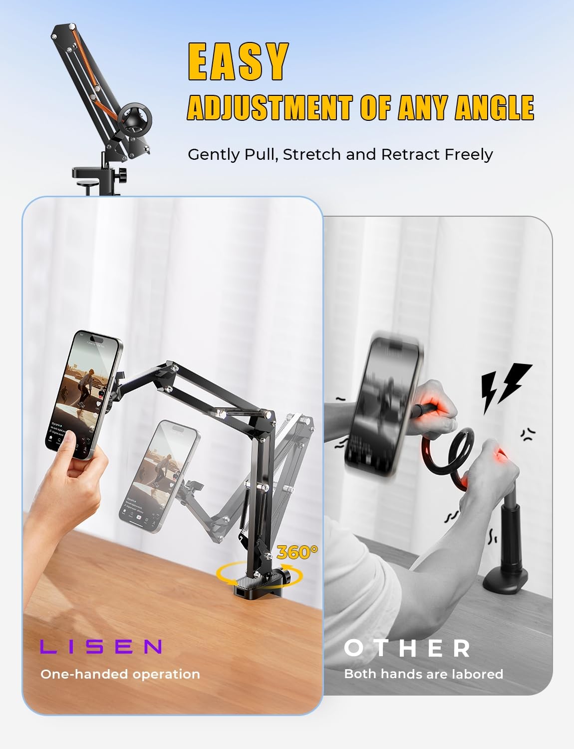 Foto 5 pulgar | Soporte De Teléfono Lisen Gooseneck Para Cama Y Escritorio Iphone 15 Pro Max - Venta Internacional.